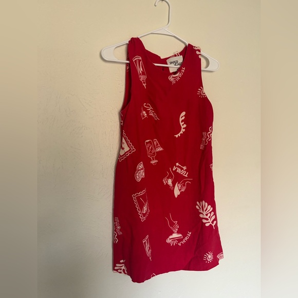 Anthropologie Dresses & Skirts - Paper Heart by Anthropologie red linen-blend tequila-themed shift dress Small